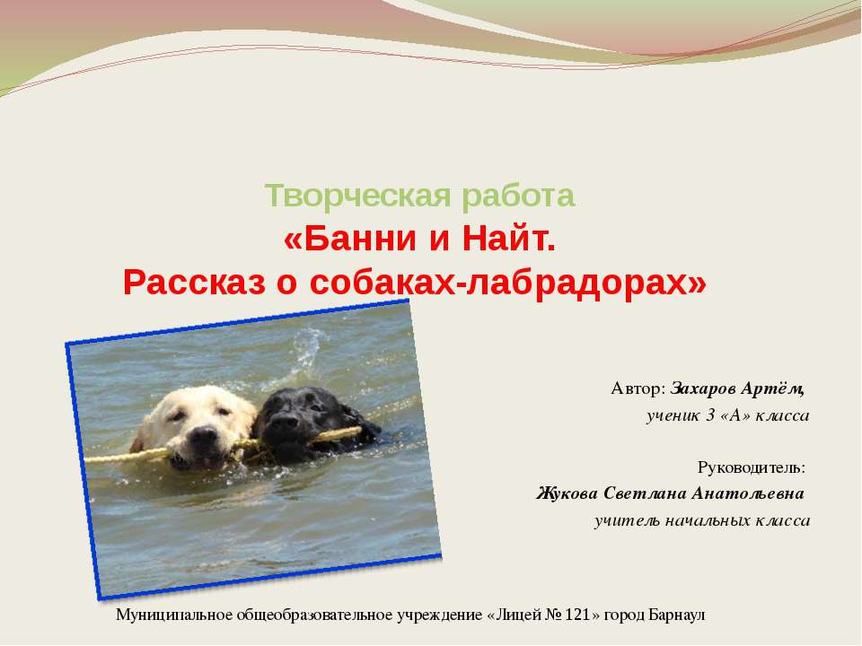 Банни и Найт. Рассказ о собаках-лабрадорах  - Скачать презентации бесплатно | Читать или скачать учебники для школы онлайн бесплатно ☑ Школьные учебники school-textbook.com