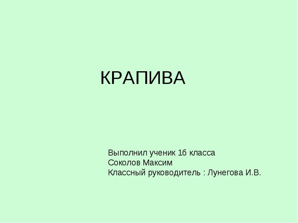 Крапива 1 класс - Скачать презентации бесплатно ☑ Презентации по предметам на gdz-books.ru