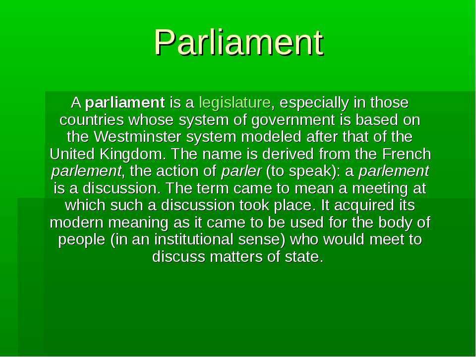 Parliament - Скачать презентации бесплатно ☑ Презентации по предметам на gdz-books.ru