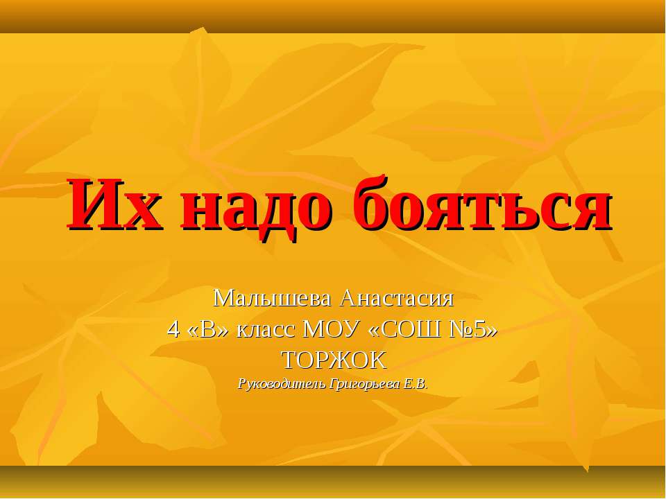 Их надо бояться - Скачать презентации бесплатно ☑ Презентации по предметам на gdz-books.ru