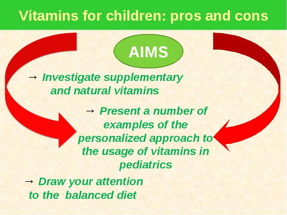 Vitamins for children: pros and cons  - Скачать презентации бесплатно | Читать или скачать учебники для школы онлайн бесплатно ☑ Школьные учебники school-textbook.com