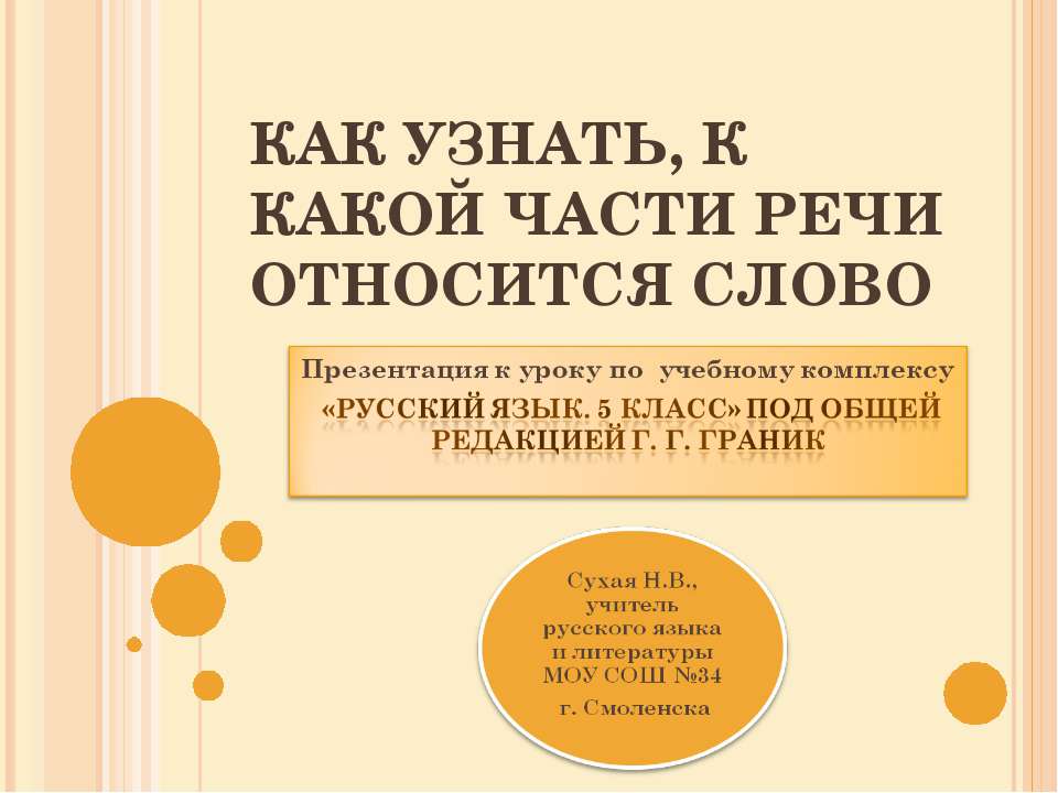 Как узнать, к какой части речи относится слово - Скачать презентации бесплатно ☑ Презентации по предметам на gdz-books.ru