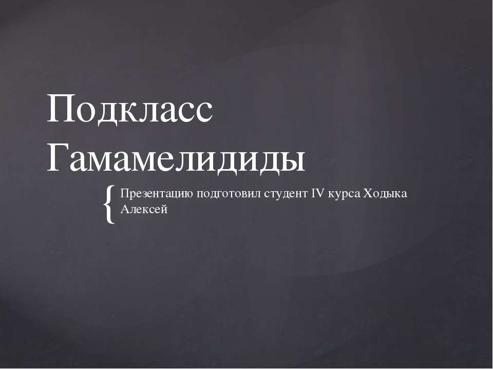 Подкласс Гамамелидиды - Скачать презентации бесплатно ☑ Презентации по предметам на gdz-books.ru