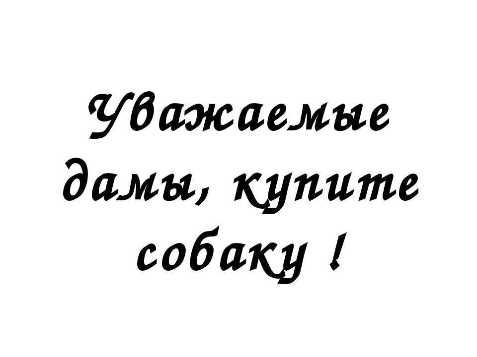 Уважаемые дамы, купите собаку ! - Скачать презентации бесплатно ☑ Презентации по предметам на gdz-books.ru