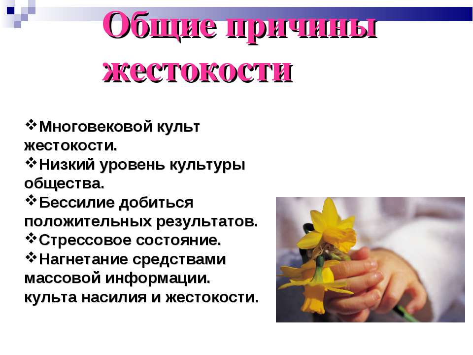 Общие причины жестокости  - Скачать презентации бесплатно | Читать или скачать учебники для школы онлайн бесплатно ☑ Школьные учебники school-textbook.com