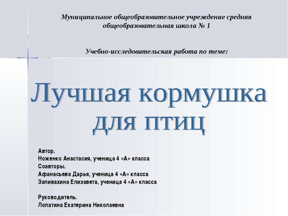 Лучшая кормушка для птиц  - Скачать презентации бесплатно | Читать или скачать учебники для школы онлайн бесплатно ☑ Школьные учебники school-textbook.com