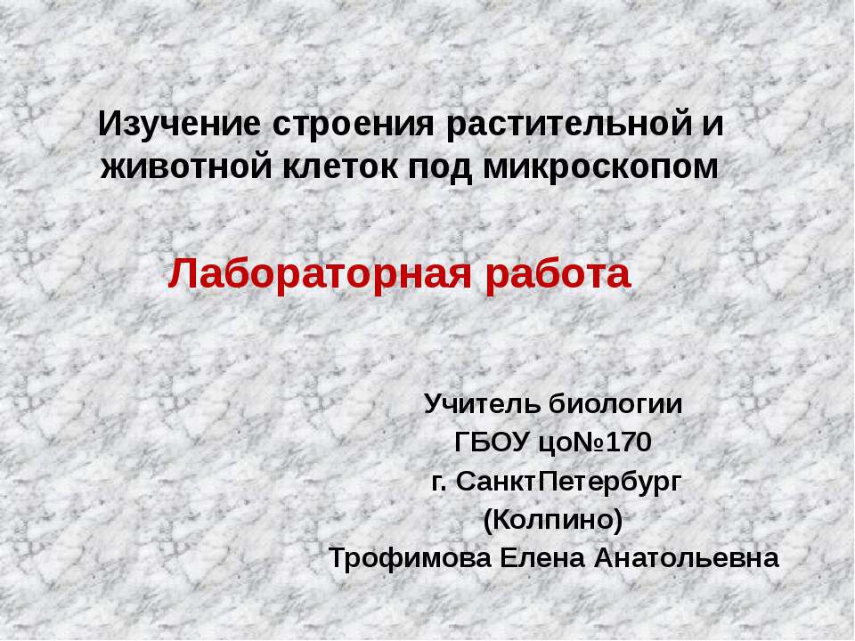 Изучение строения растительной и животной клеток под микроскопом - Скачать презентации бесплатно ☑ Презентации по предметам на gdz-books.ru