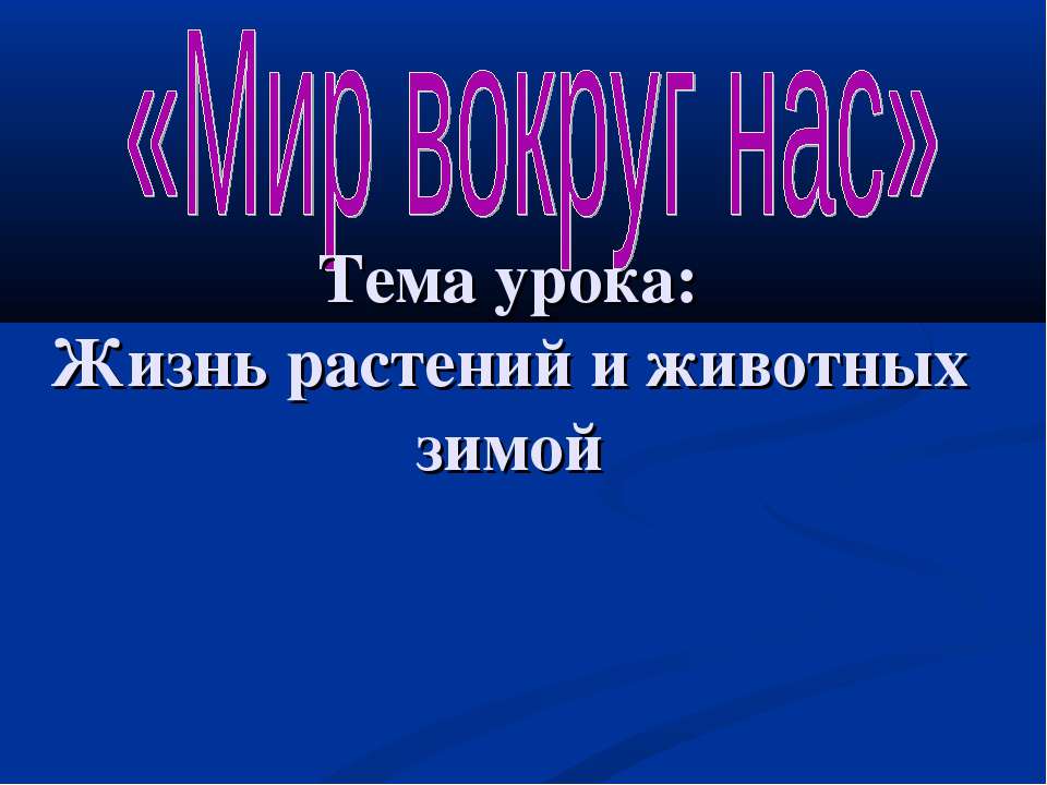 Жизнь растений и животных зимой - Скачать презентации бесплатно ☑ Презентации по предметам на gdz-books.ru