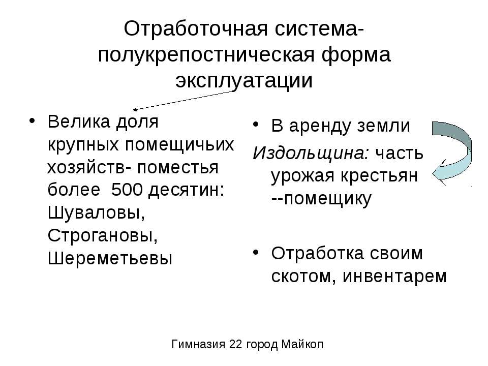 Отработочная система-полукрепостническая форма эксплуатации - Скачать презентации бесплатно ☑ Презентации по предметам на gdz-books.ru