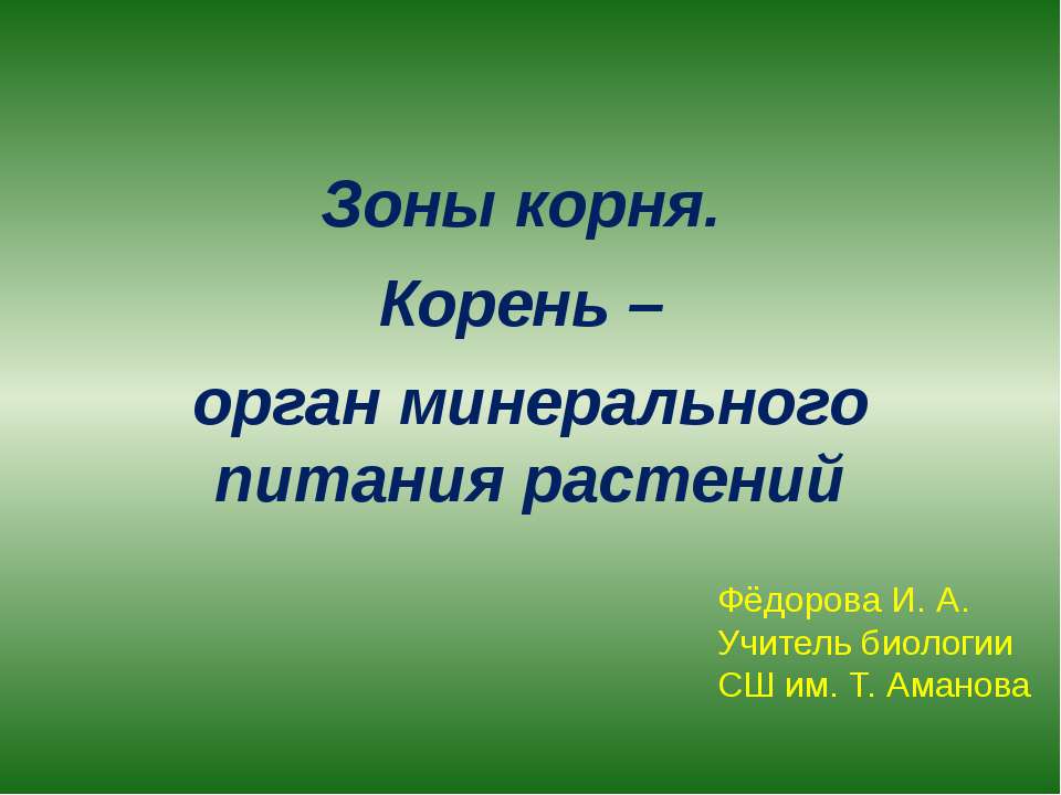 Зоны корня. Корень – орган минерального питания растений - Скачать презентации бесплатно ☑ Презентации по предметам на gdz-books.ru