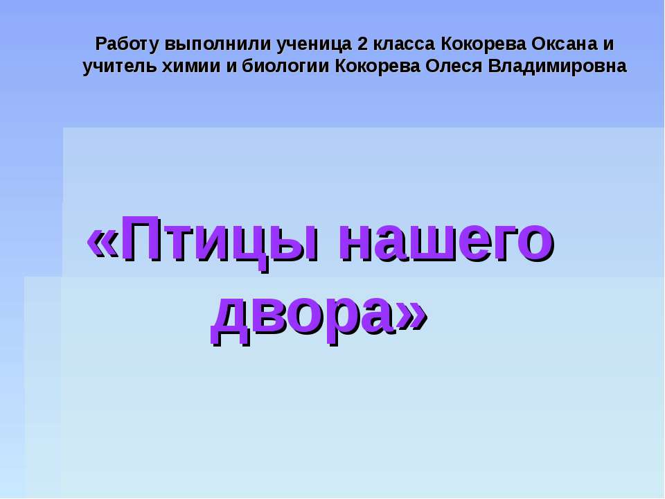 Птицы нашего двора - Скачать презентации бесплатно ☑ Презентации по предметам на gdz-books.ru