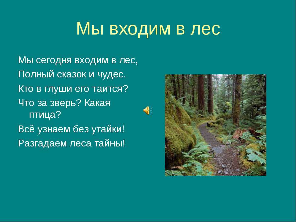 Мы входим в лес - Скачать презентации бесплатно ☑ Презентации по предметам на gdz-books.ru