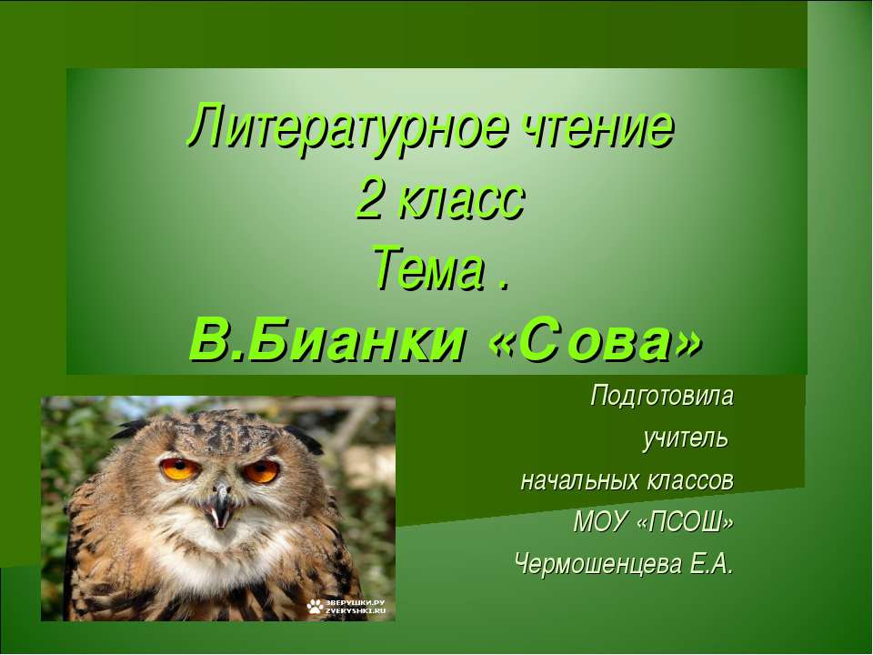 В.Бианки «Сова»  - Скачать презентации бесплатно | Читать или скачать учебники для школы онлайн бесплатно ☑ Школьные учебники school-textbook.com