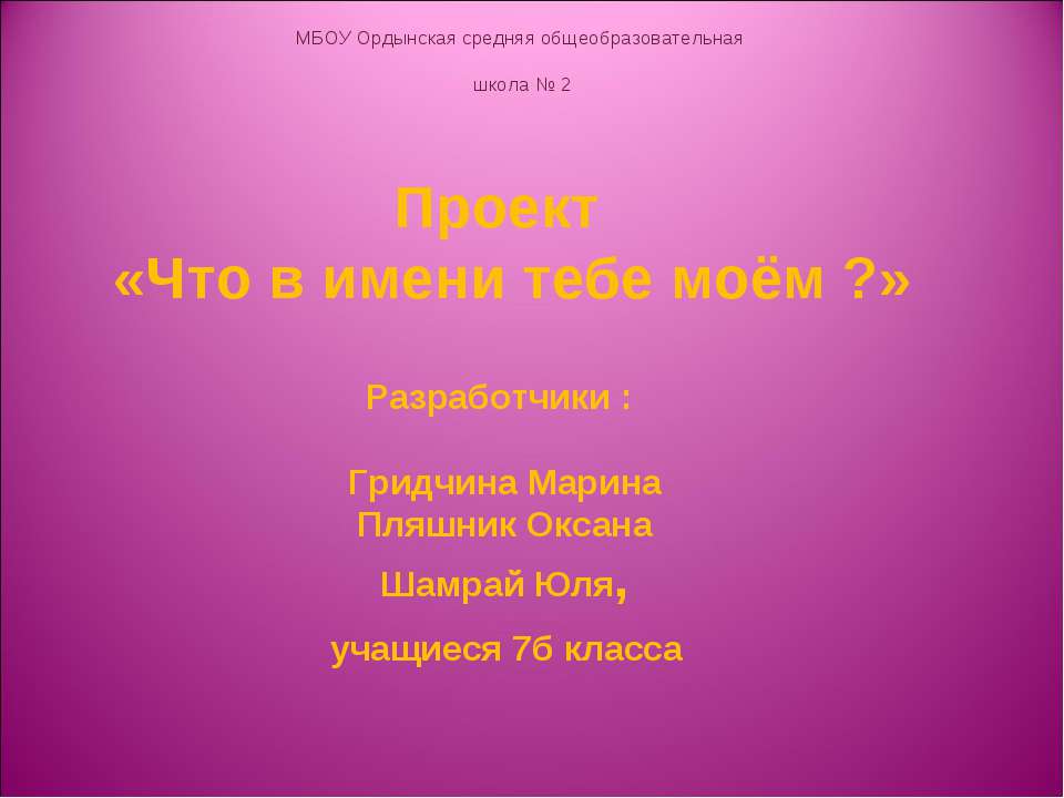 Что в имени тебе моём? 7 класс  - Скачать презентации бесплатно | Читать или скачать учебники для школы онлайн бесплатно ☑ Школьные учебники school-textbook.com