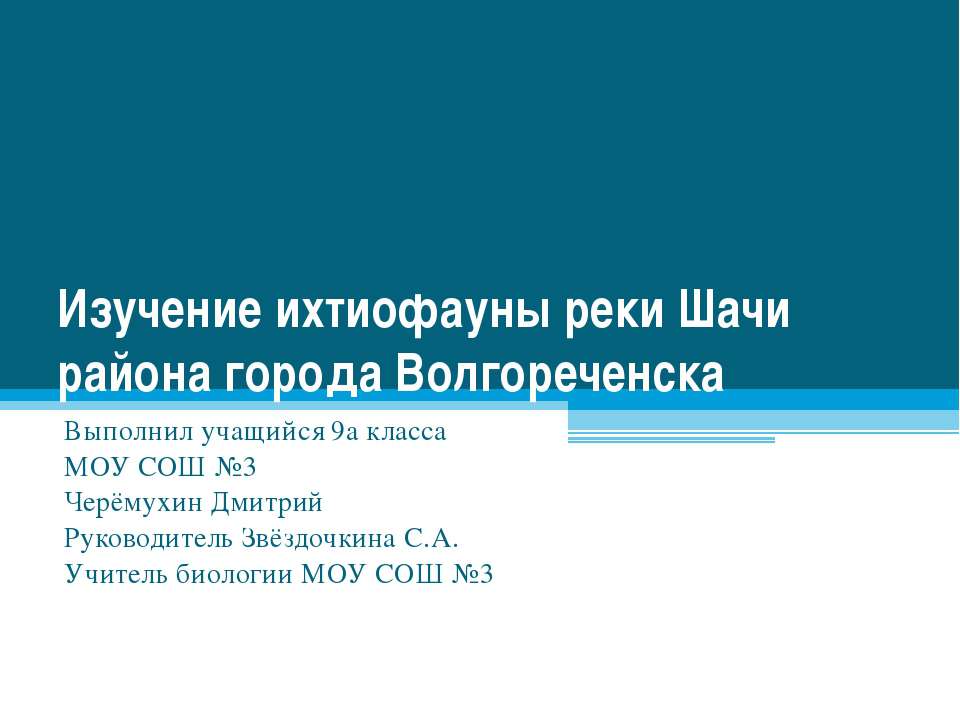 Изучение ихтиофауны реки Шачи района города Волгореченска - Скачать презентации бесплатно ☑ Презентации по предметам на gdz-books.ru