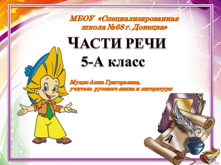 Урок Презентация "Части речи"  - Скачать презентации бесплатно | Читать или скачать учебники для школы онлайн бесплатно ☑ Школьные учебники school-textbook.com