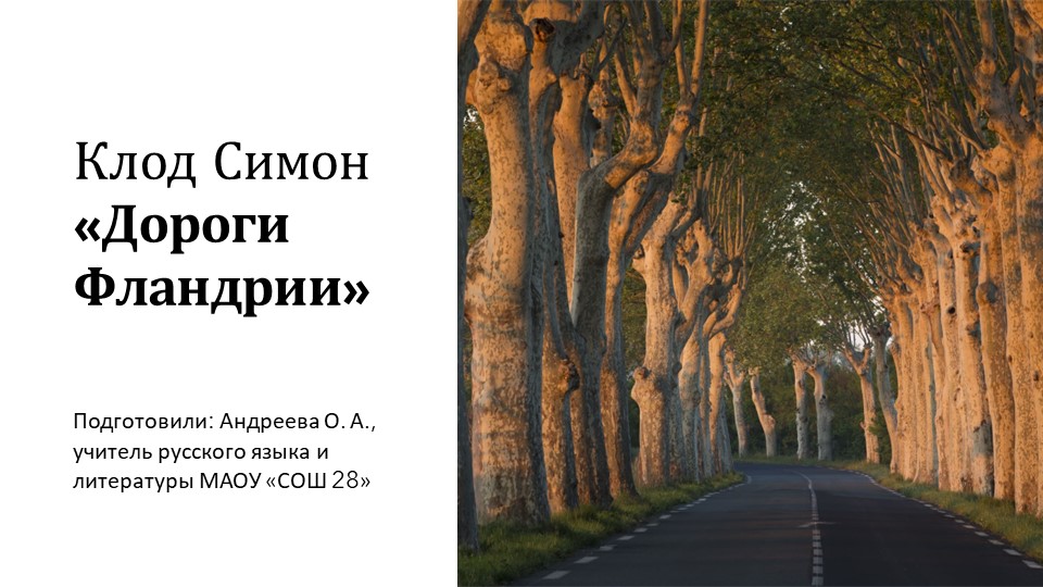 Презентация на тему "Французский антирома Клода Симона "Дороги Фландрии"" - Скачать презентации бесплатно ☑ Презентации по предметам на gdz-books.ru